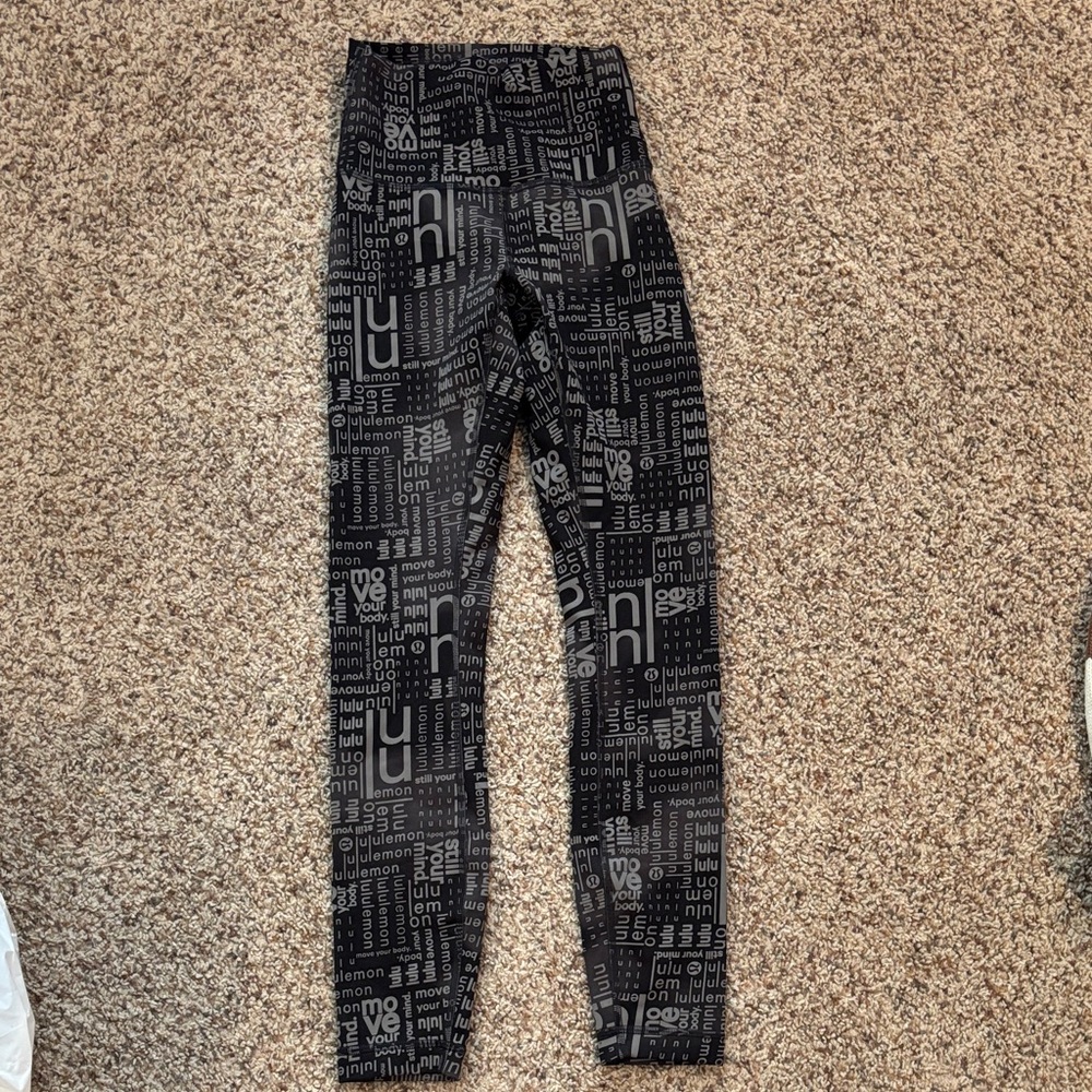 lululemon athletica Kids Black Text Print Leggings